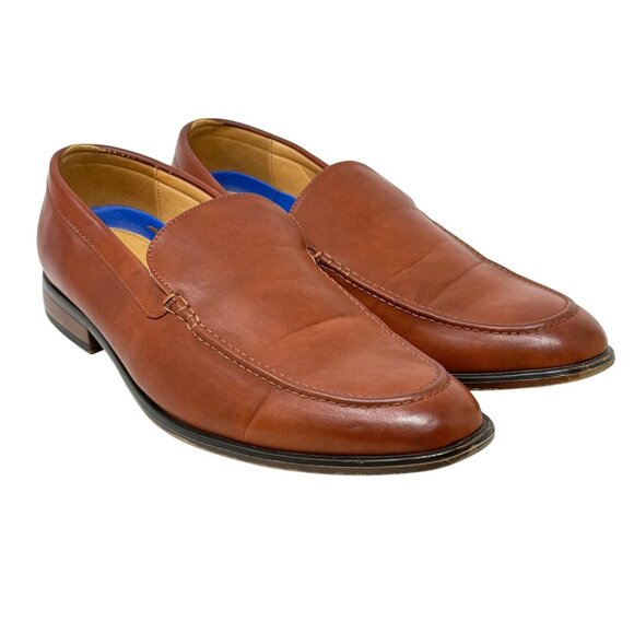 Nine West Mens Hollis Brown Vegan Faux Leather Loafer Slip On Business Casual 13 - Picture 1 of 10
